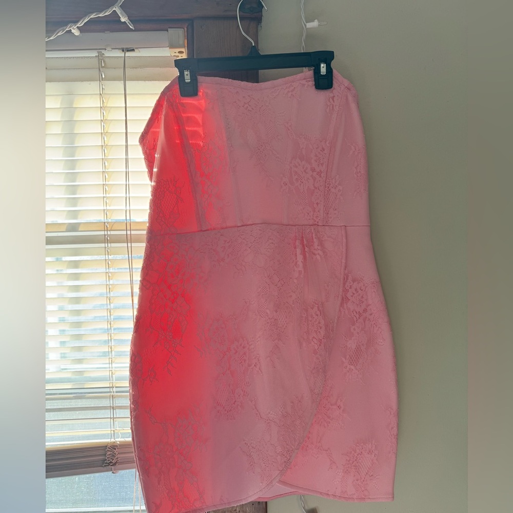Lace Mini Dress - Pink - Size L